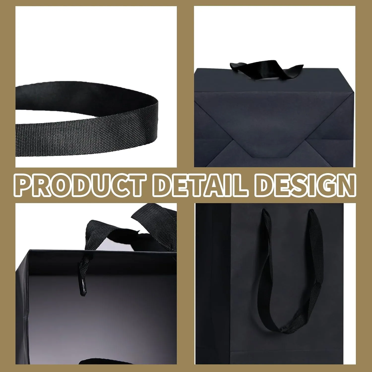 Aosric Black Gift Bags with Handles, 30 Pcs 5"x4"x8" Durable, Reusable, Foldable Small Cardstock Paper Bags for Party Favors, Christmas, Baby Shower, Birthday, Wedding, Shopping, and Retail Use