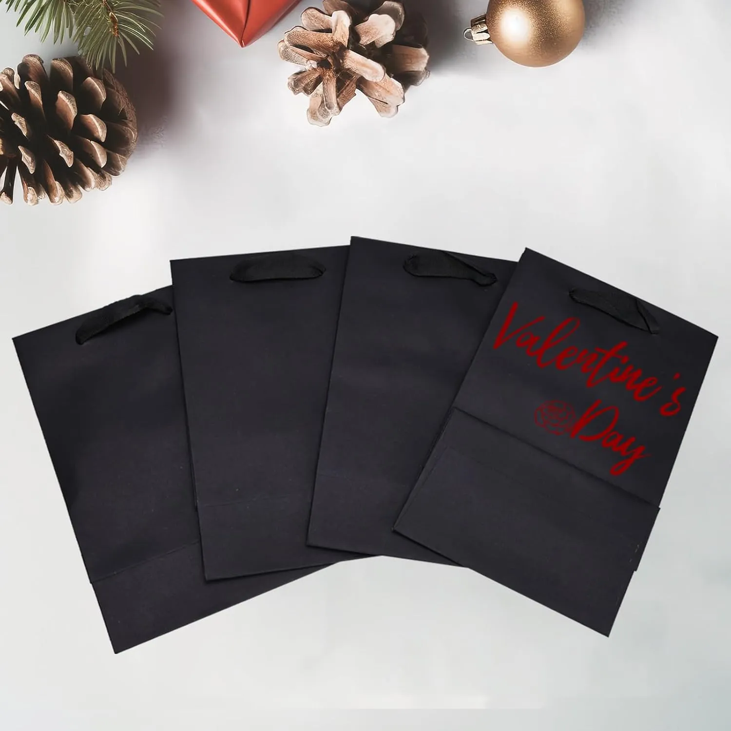 Aosric Black Gift Bags with Handles, 30 Pcs 5"x4"x8" Durable, Reusable, Foldable Small Cardstock Paper Bags for Party Favors, Christmas, Baby Shower, Birthday, Wedding, Shopping, and Retail Use