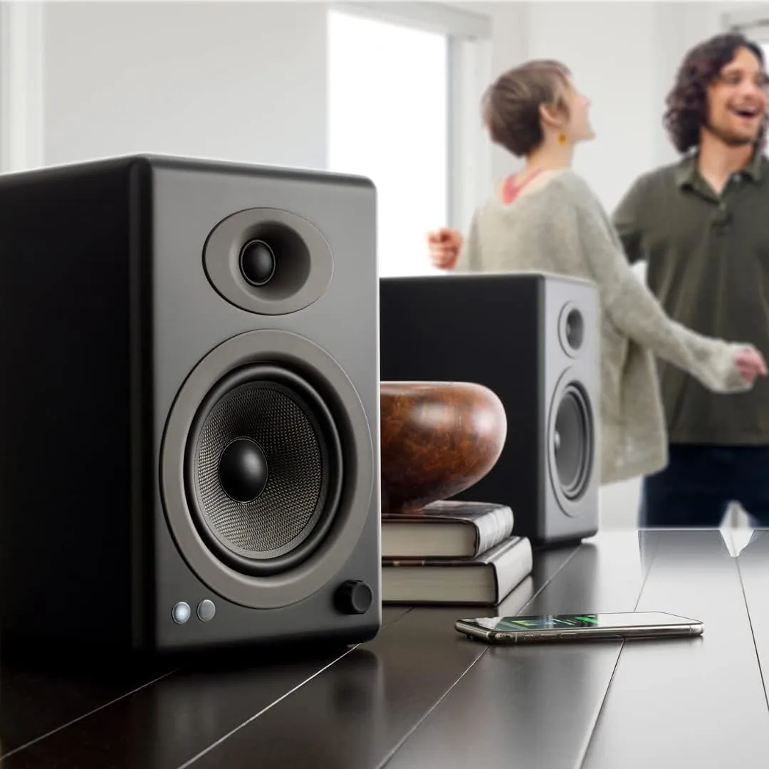 Audioengine A5  Powered Bookshelf Speakers - Premium 150W Stereo Speakers for Music, Gaming, Turntables, Home Theater Systems - Powerful Studio Monitors