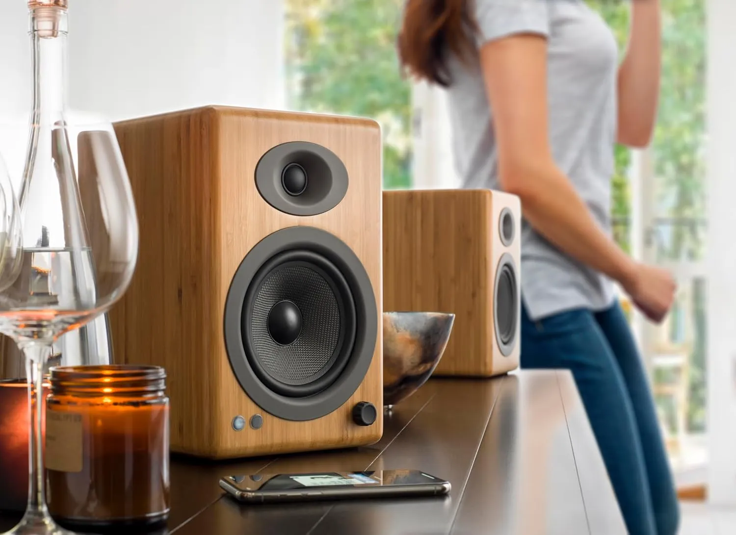 Audioengine A5 Powered Bookshelf Speakers - Premium 150W Stereo Speakers for Music, Gaming, Turntables, Home Theater Systems - Powerful Studio Monitors
