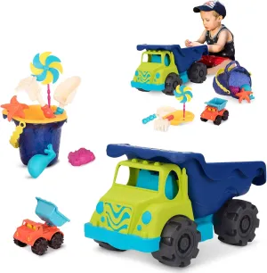 B. toys- Large 20" Colossal Cruiser & Sand Ahoy Dump Truck- Water Play & Sand Bucket Set (10-Pc) – Colossal 20" Truck, Toy Cars, Vehicles- 18 Months 