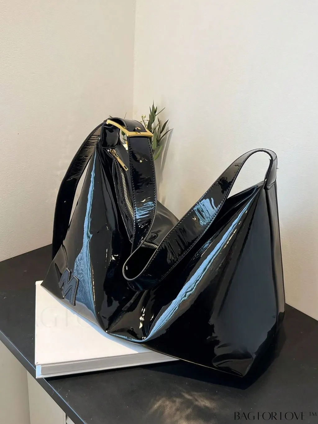 BagForLove - Artificial Patent Leather Oversized Hobo Bag: A Chic, Spacious Choice