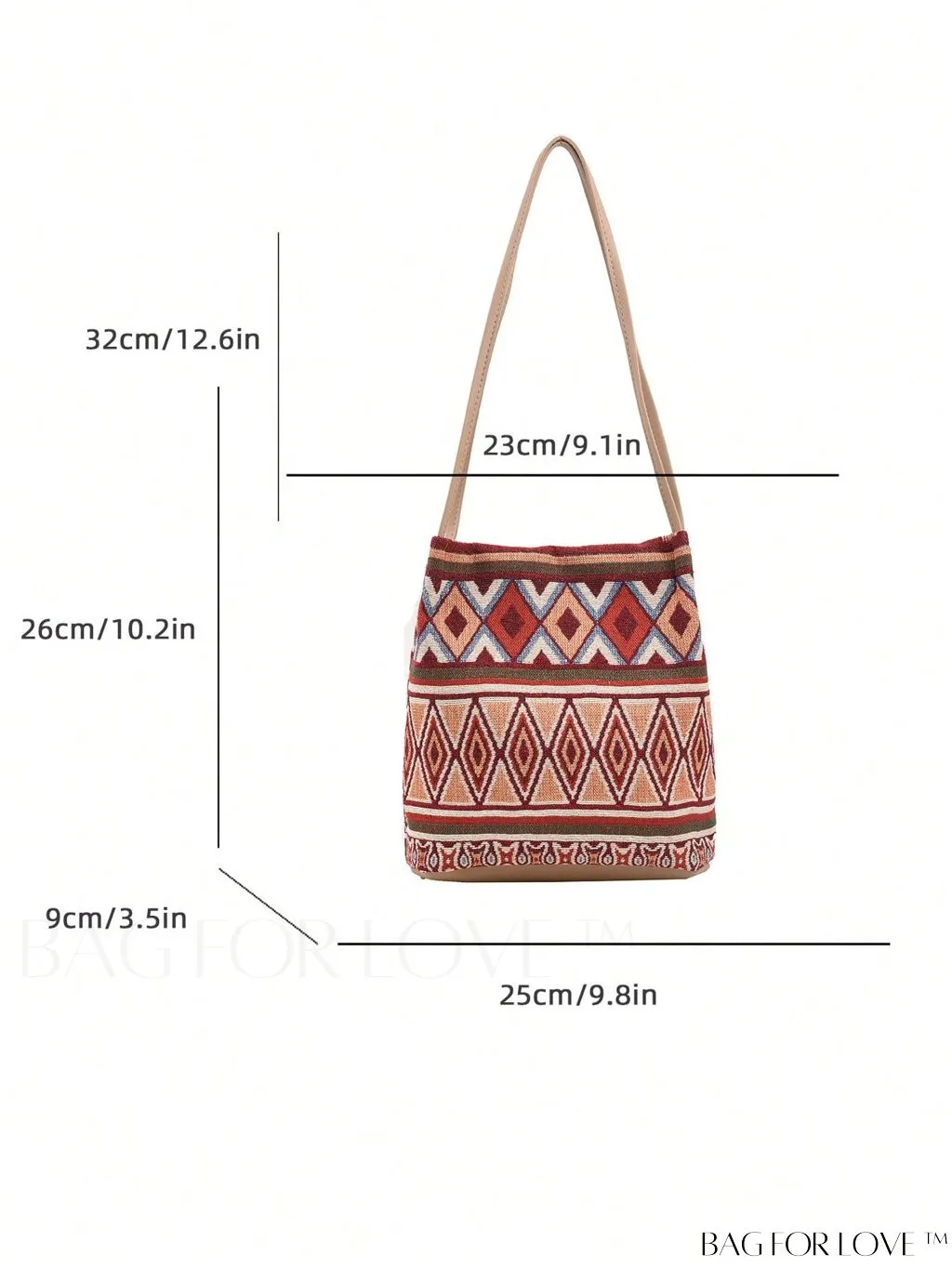 BagForLove - Colorblock Geometric Pattern Medium Bucket Bag with Double Handles