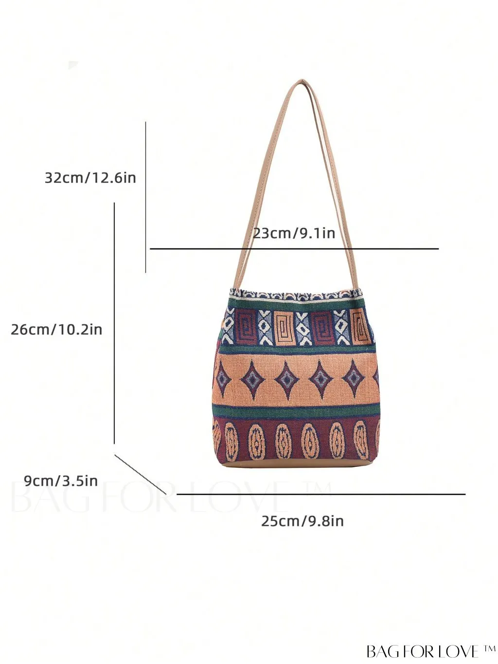 BagForLove - Colorblock Geometric Pattern Medium Bucket Bag with Double Handles