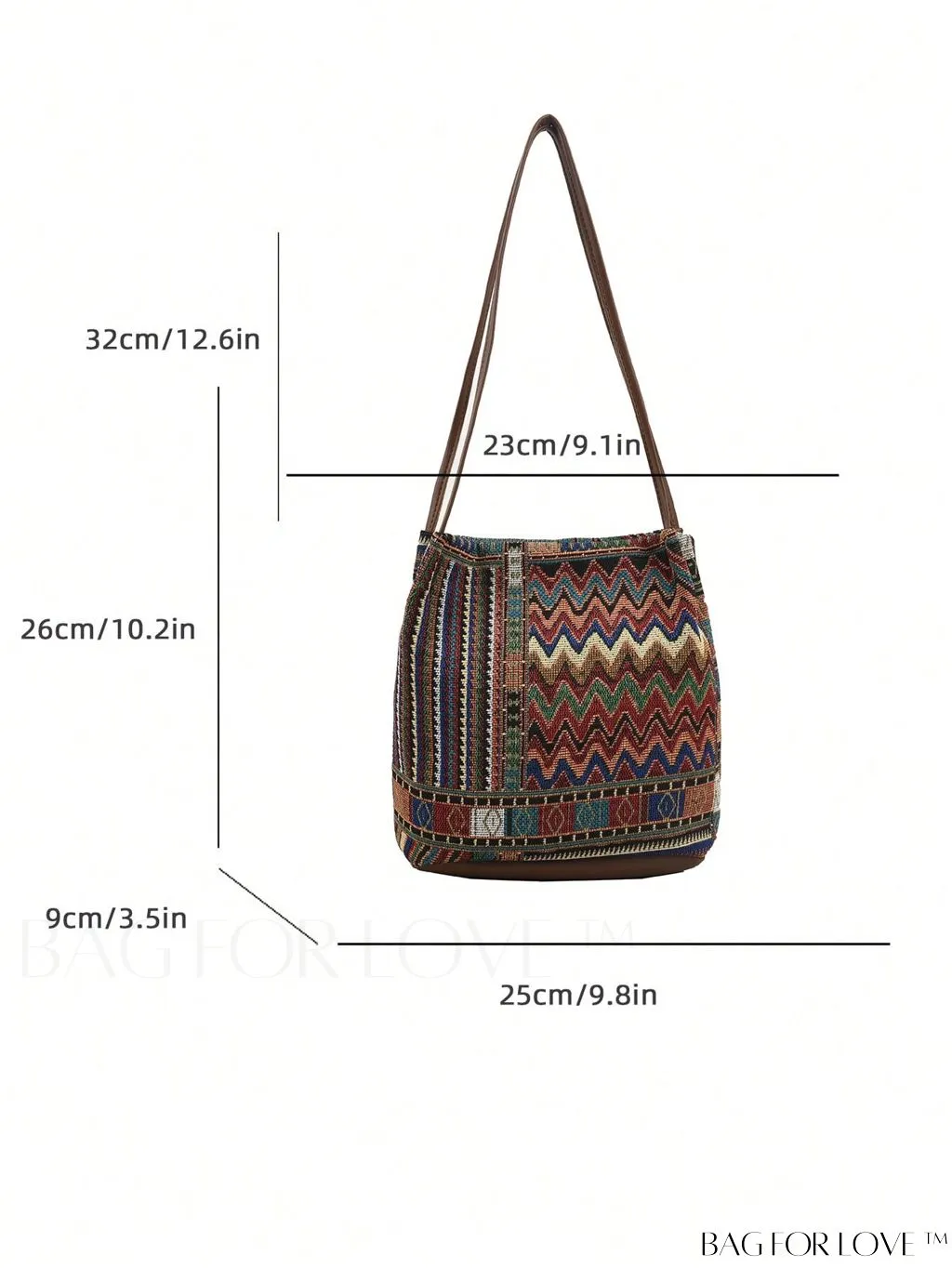 BagForLove - Colorblock Geometric Pattern Medium Bucket Bag with Double Handles