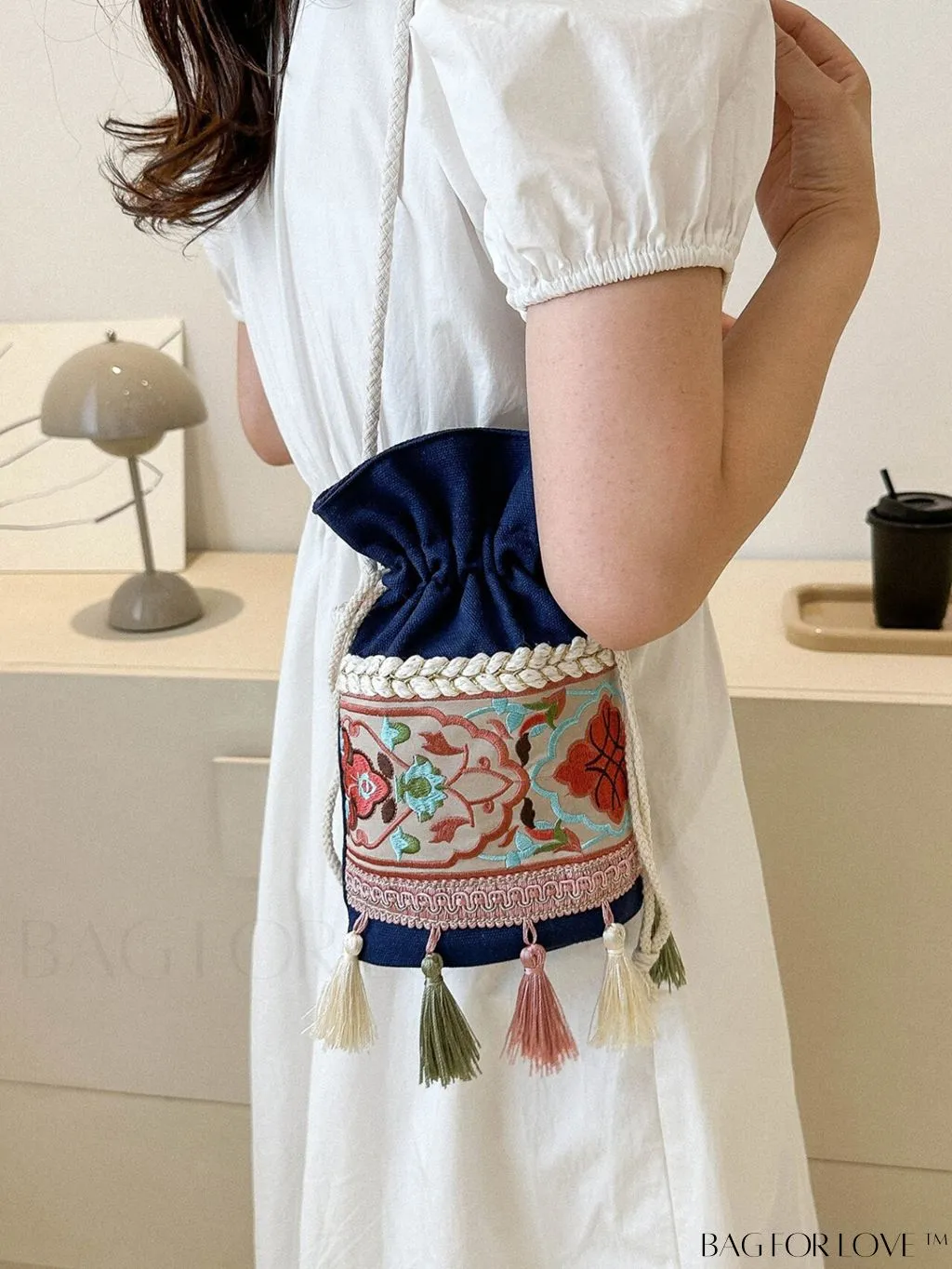 BagForLove - Floral Embroidered Crossbody Phone Wallet with Tassel Detail - 2023 Collection