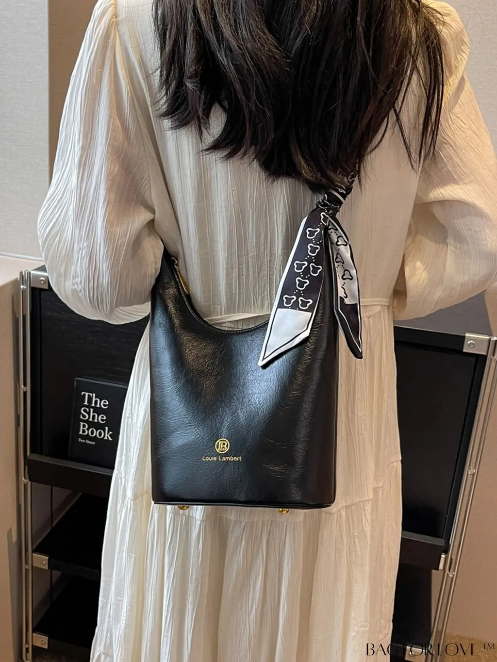 BagForLove - Letter Print Metallic Shoulder Crossbody Bag with Zipper