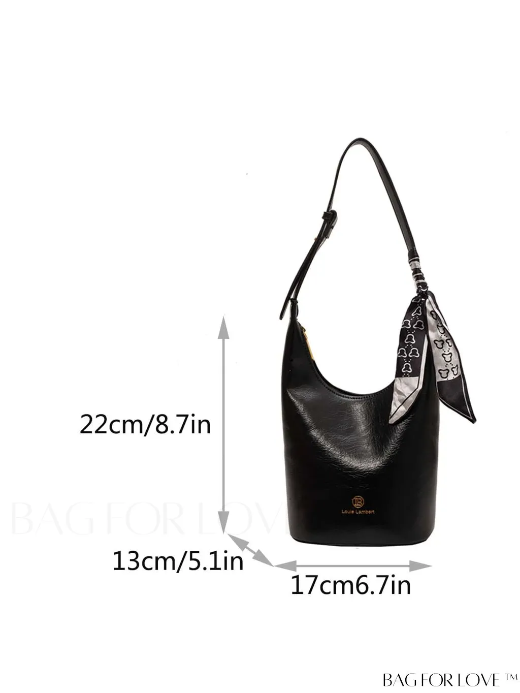 BagForLove - Letter Print Metallic Shoulder Crossbody Bag with Zipper