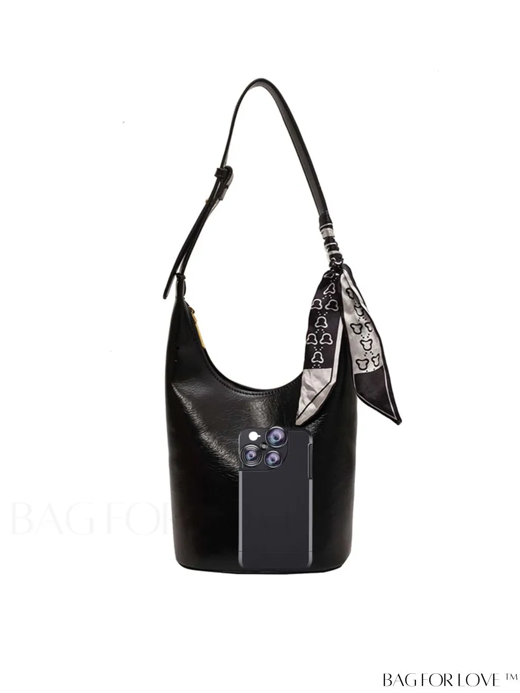 BagForLove - Letter Print Metallic Shoulder Crossbody Bag with Zipper