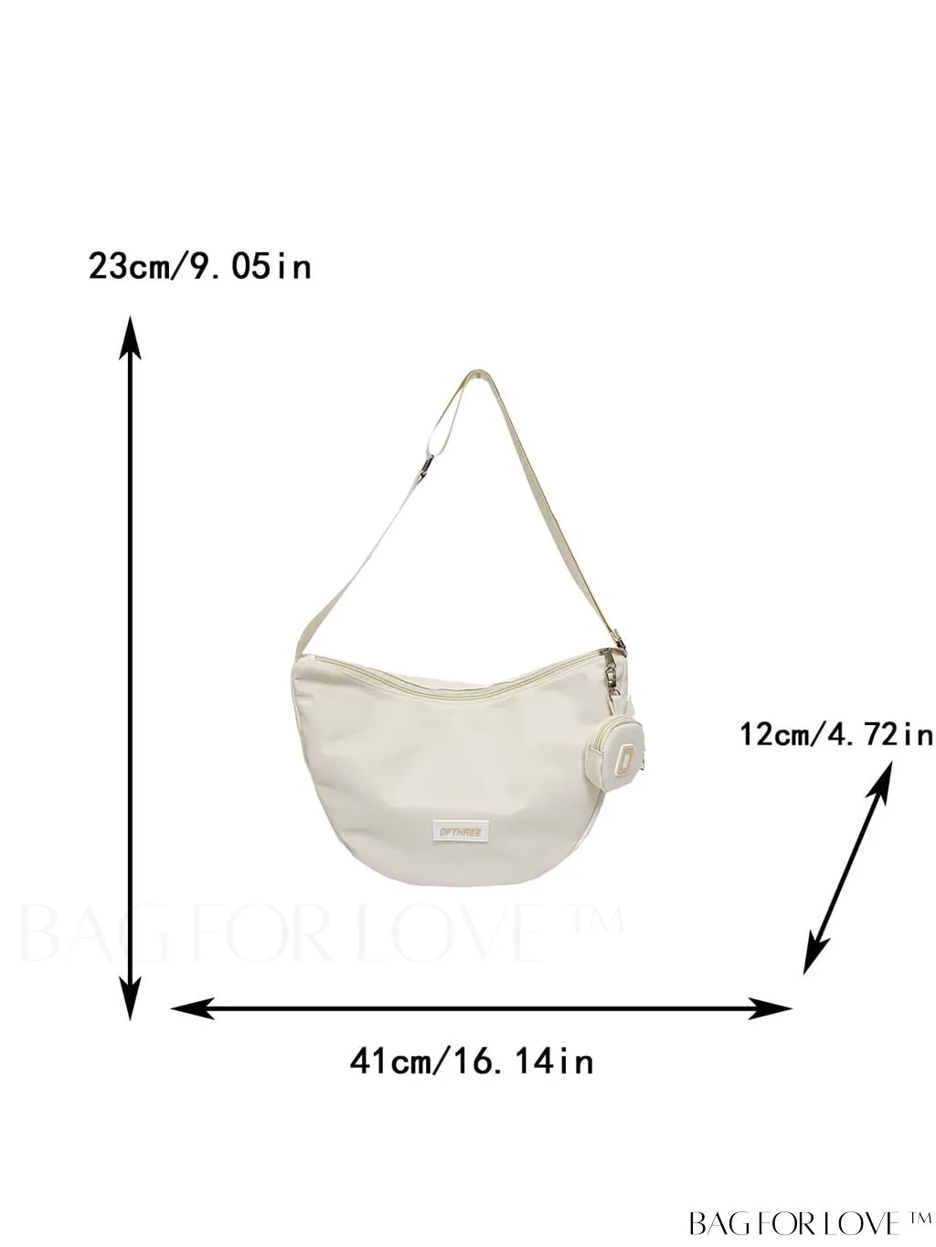 BagForLove - Stylish Beige Shoulder Bag: Lightweight with Letter Patch and Coin Purse, Perfect for Travel and Daily Use