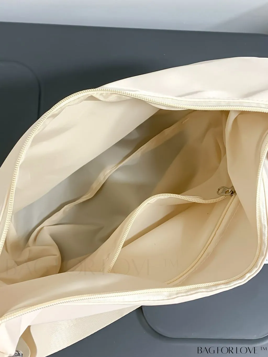 BagForLove - Stylish Beige Shoulder Bag: Lightweight with Letter Patch and Coin Purse, Perfect for Travel and Daily Use