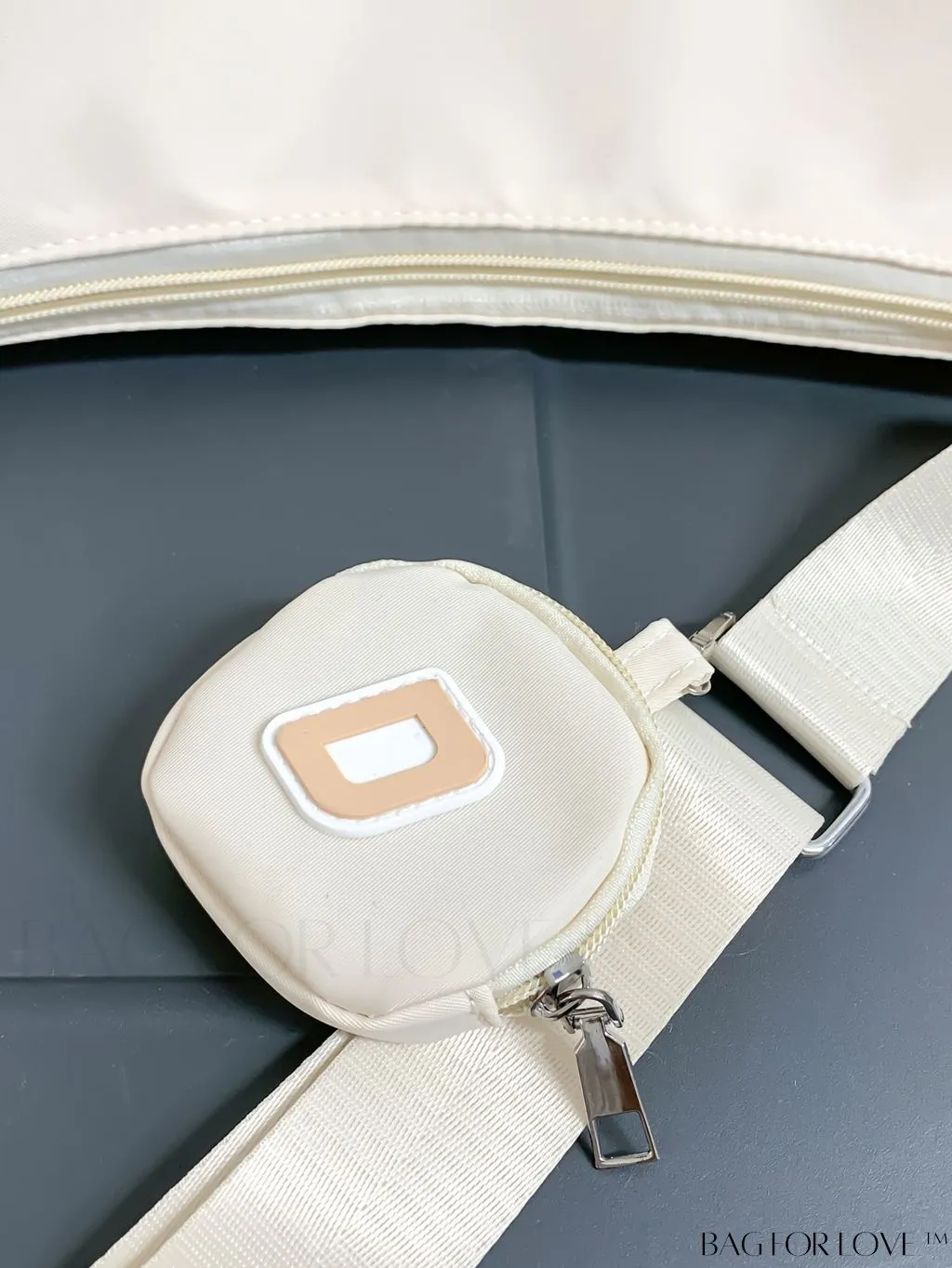 BagForLove - Stylish Beige Shoulder Bag: Lightweight with Letter Patch and Coin Purse, Perfect for Travel and Daily Use