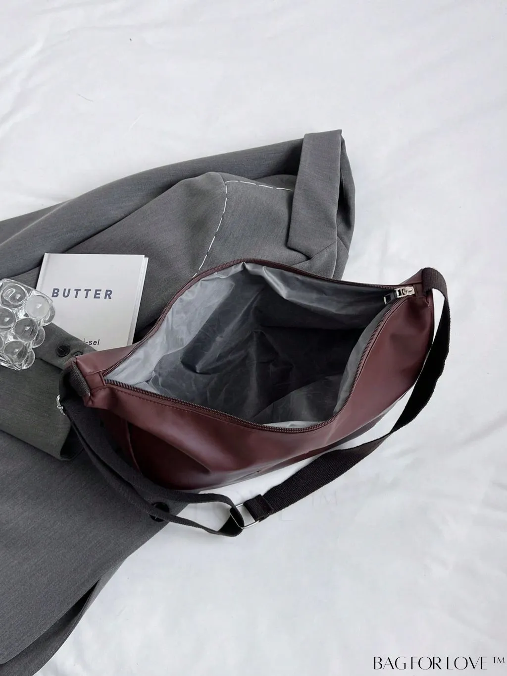 BagForLove - Stylish Oversized Hobo Bag with Letter Patch Decoration
