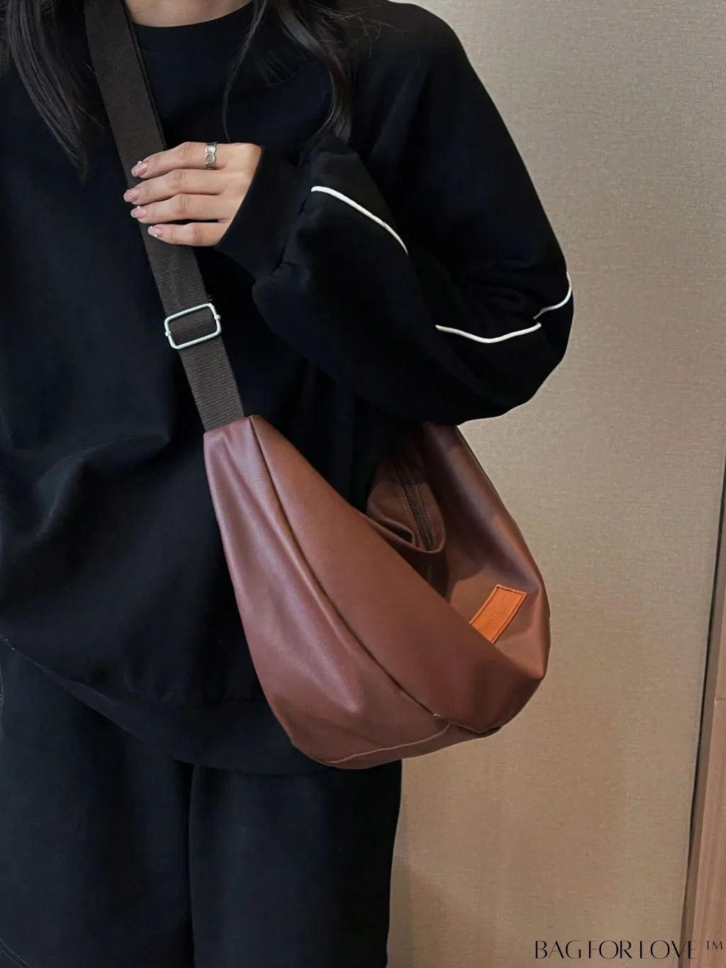 BagForLove - Stylish Oversized Hobo Bag with Letter Patch Decoration
