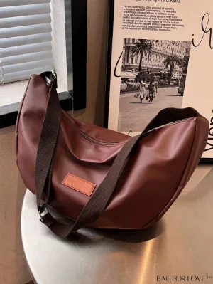 BagForLove - Stylish Oversized Hobo Bag with Letter Patch Decoration