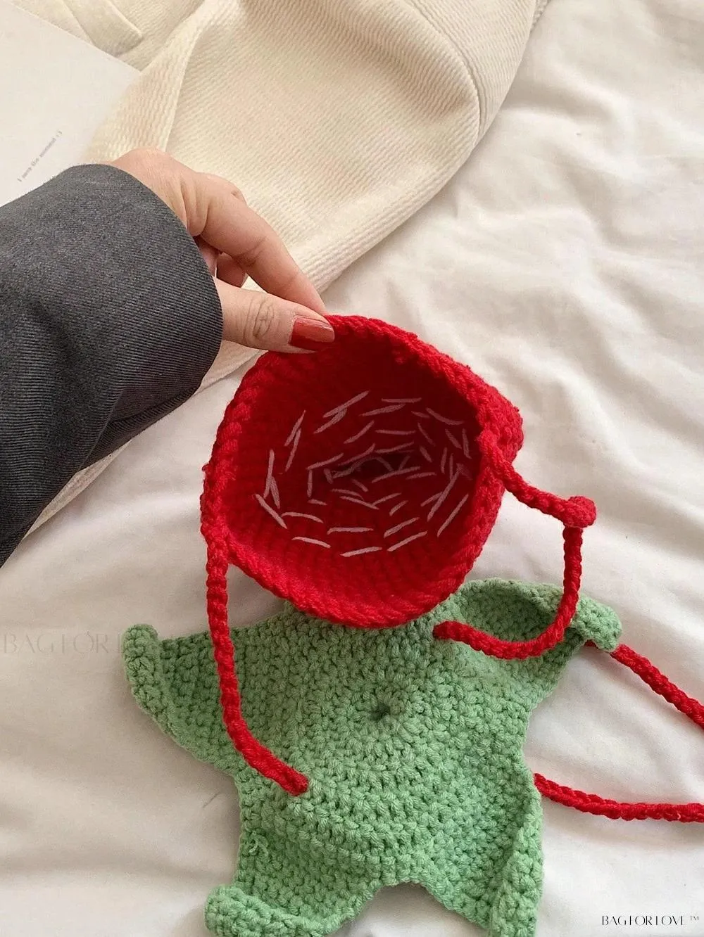 BagForLove - Unique Knitted Strawberry Purse for Her