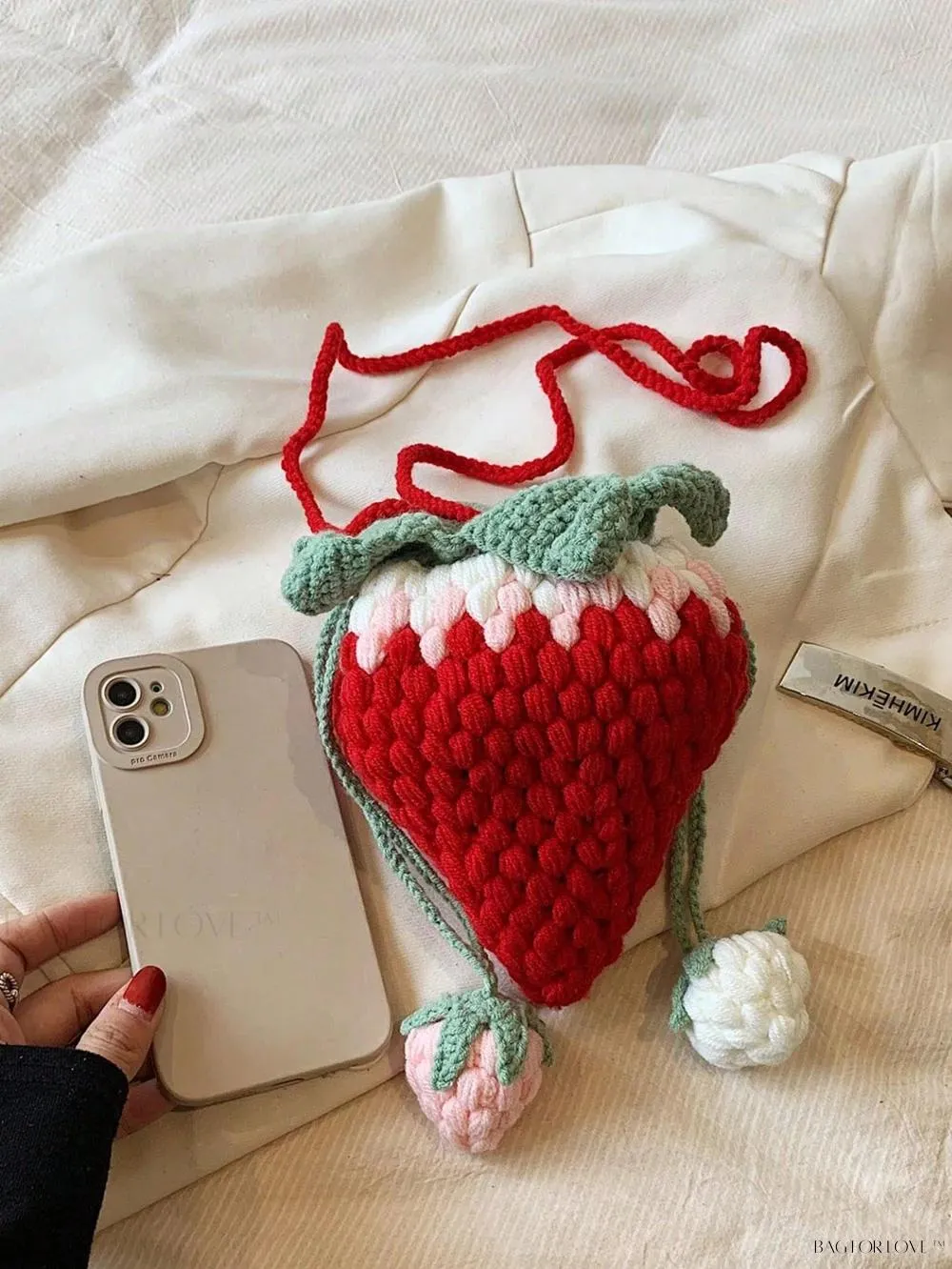 BagForLove - Unique Knitted Strawberry Purse for Her