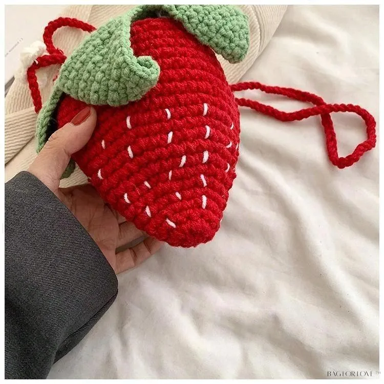 BagForLove - Unique Knitted Strawberry Purse for Her
