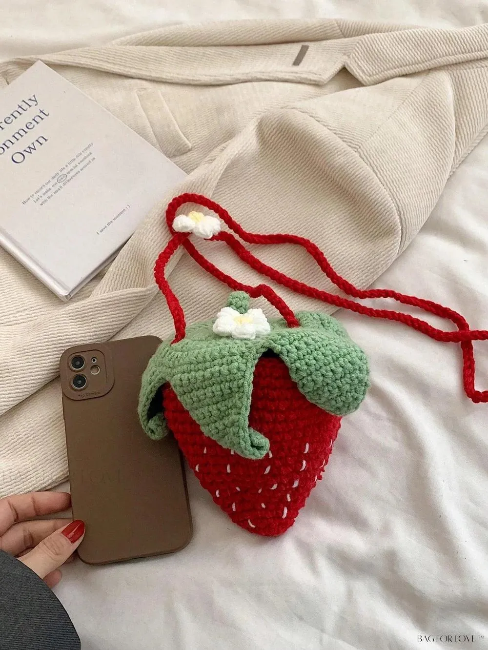 BagForLove - Unique Knitted Strawberry Purse for Her