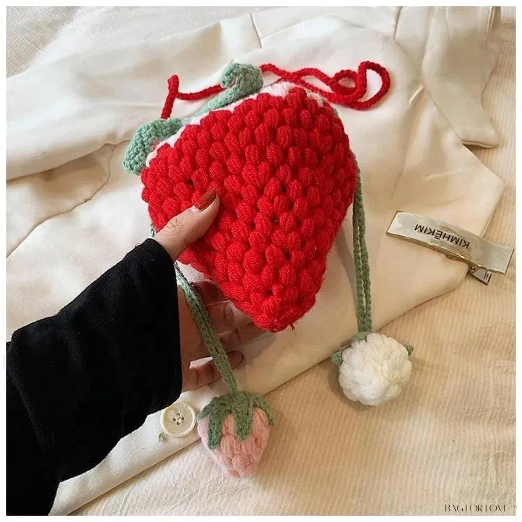BagForLove - Unique Knitted Strawberry Purse for Her