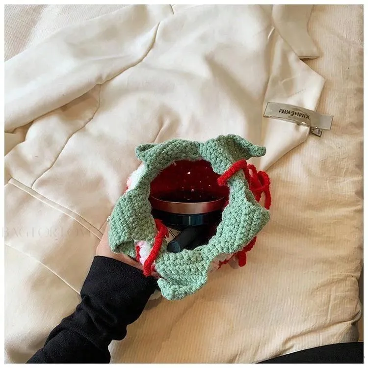 BagForLove - Unique Knitted Strawberry Purse for Her