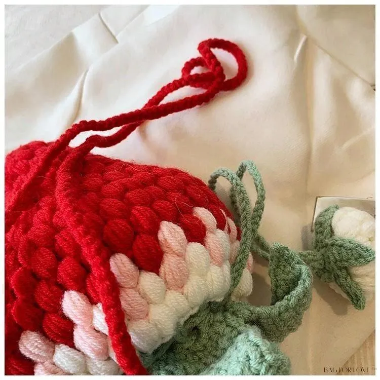 BagForLove - Unique Knitted Strawberry Purse for Her