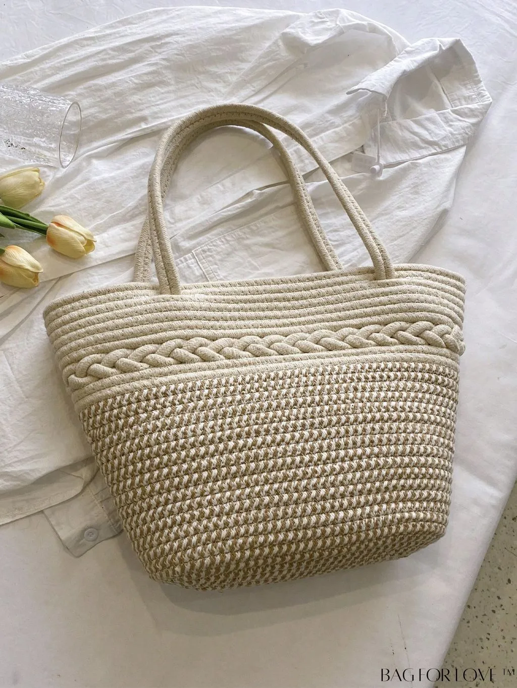 BagForLove - Versatile Double Handle Straw Bag - Ideal for Beach Vacations and Summer Travel