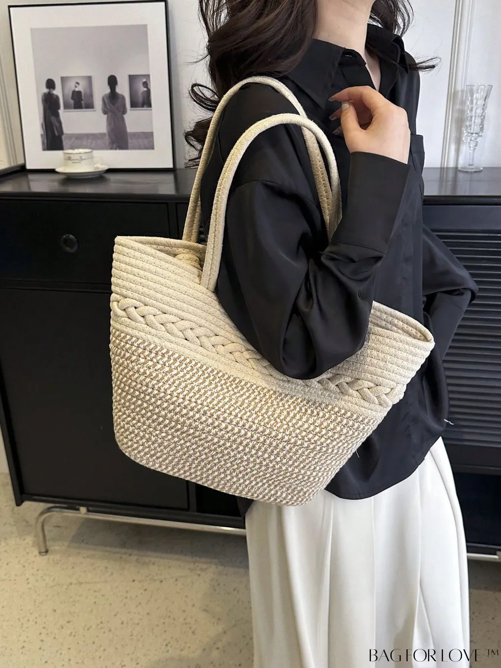 BagForLove - Versatile Double Handle Straw Bag - Ideal for Beach Vacations and Summer Travel