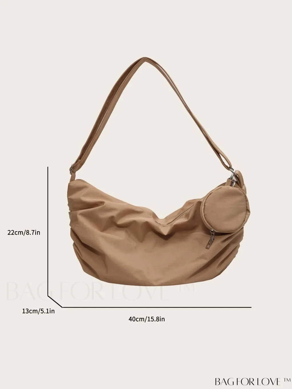 BagForLove - Versatile Unisex Crossbody Bag with Coin Purse - Khaki, Large Capacity