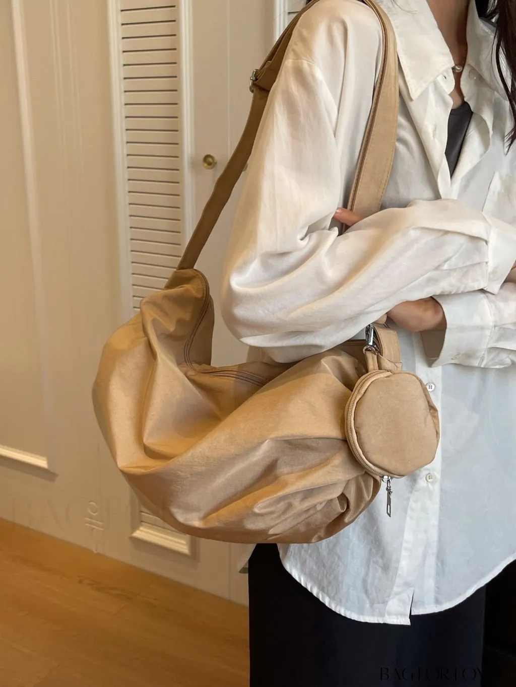 BagForLove - Versatile Unisex Crossbody Bag with Coin Purse - Khaki, Large Capacity