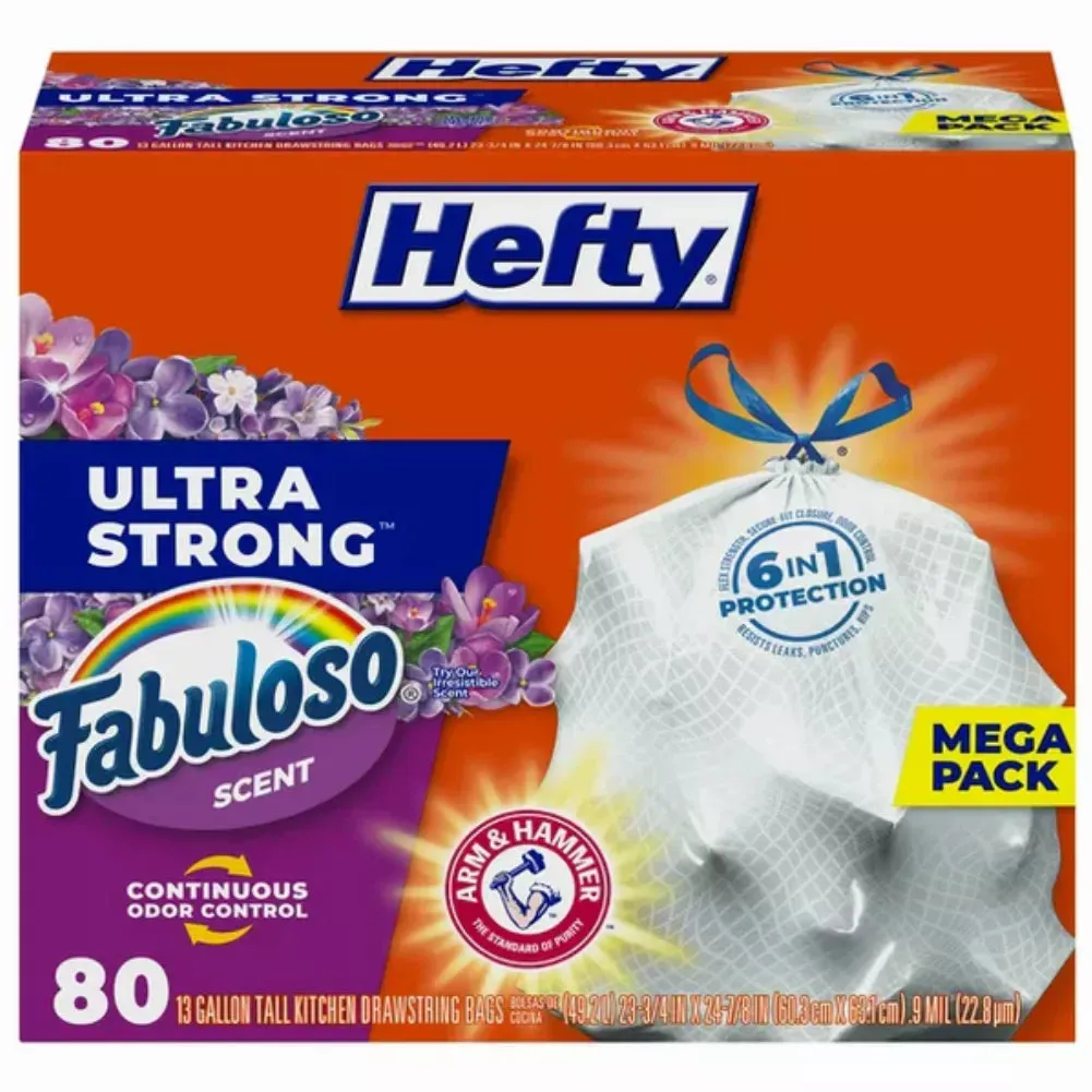 Bags, Hefty Tall Ultra Count Fabuloso Trash Expert assistance Strong 13 Kitchen Robust Gallon, Scent, 80 NEW!