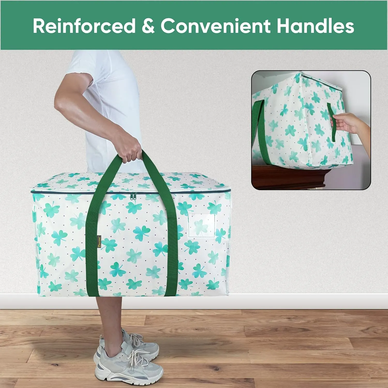BALEINE 4-Pack Oversized Moving Bags with Reinforced Handles, Heavy-Duty Storage Tote for Clothes, Moving Supplies (Clover, 4-Pack)