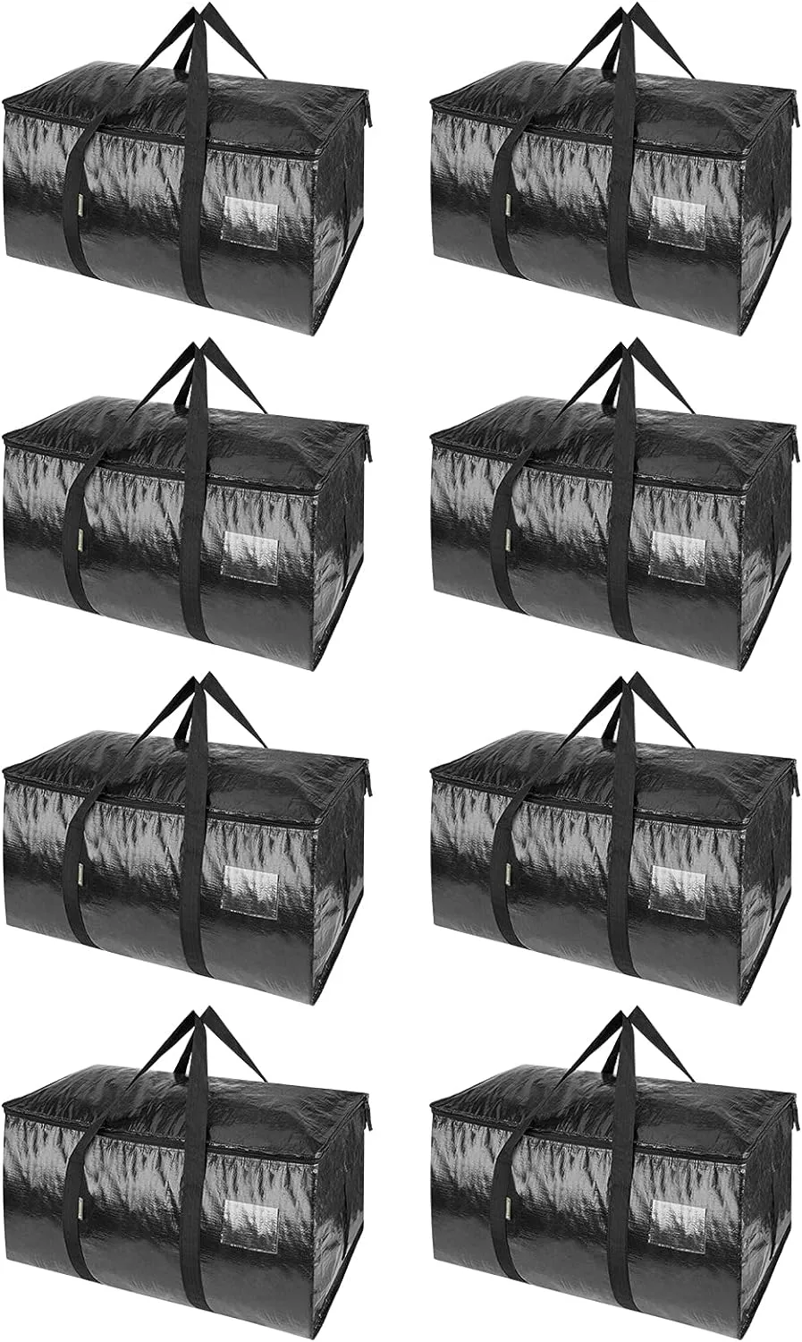 BALEINE 8-Pack Oversized Moving Bags with Reinforced Handles, Heavy-Duty Storage Tote for Clothes, Moving Supplies (Black, 8-Pack)