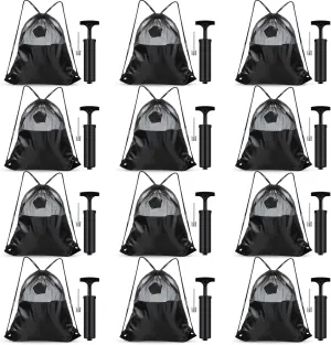 Ball Pumps with Needles Bulk for Sports Mesh Bag Hand Air Pump Drawstring Bags for Soccer Basketball Football Volleyball Balls Not Included