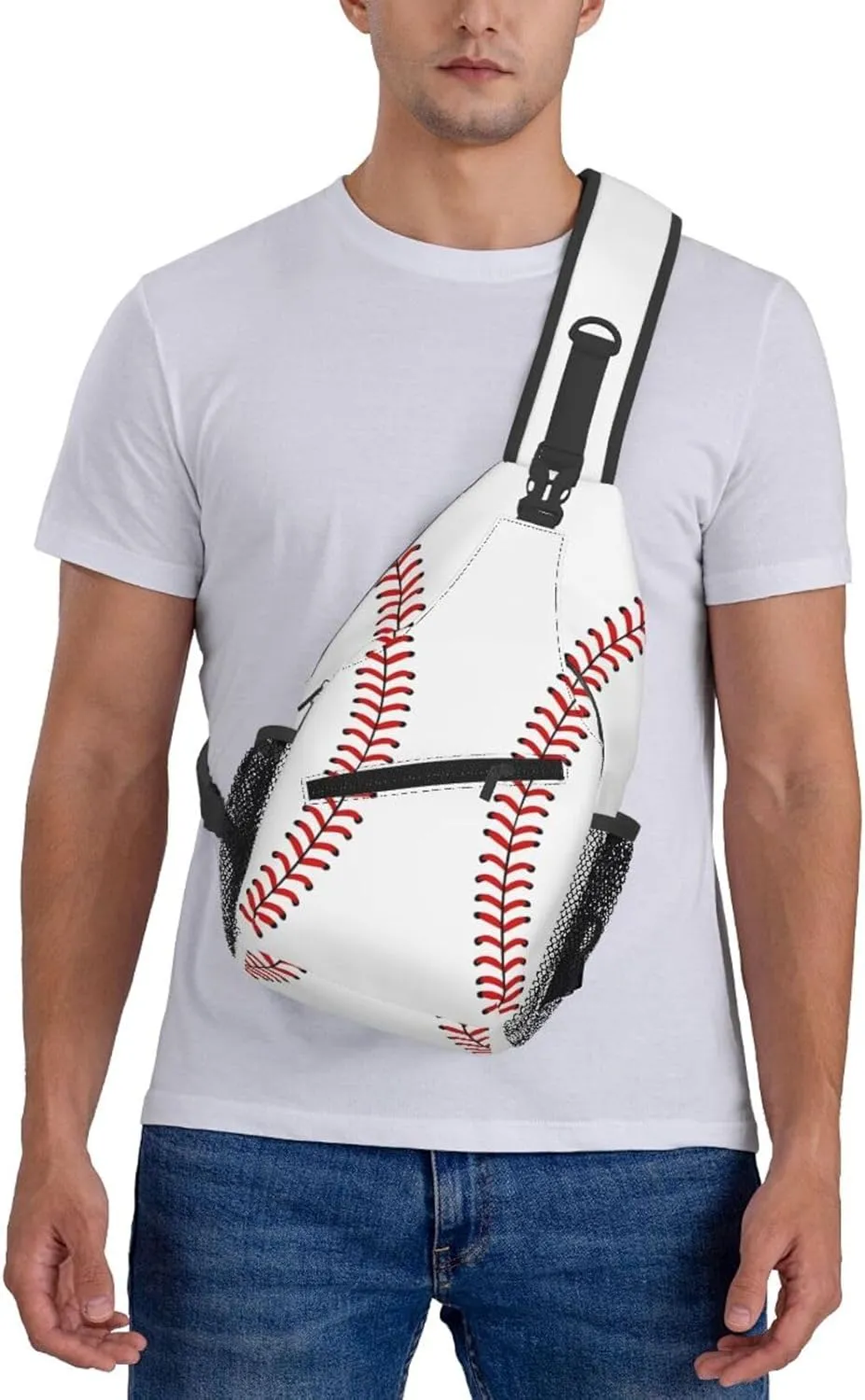 Baseball Lace Chest Bags Crossbody Sling Bag Shoulder Bag Travel Hiking Daypack For Men Women