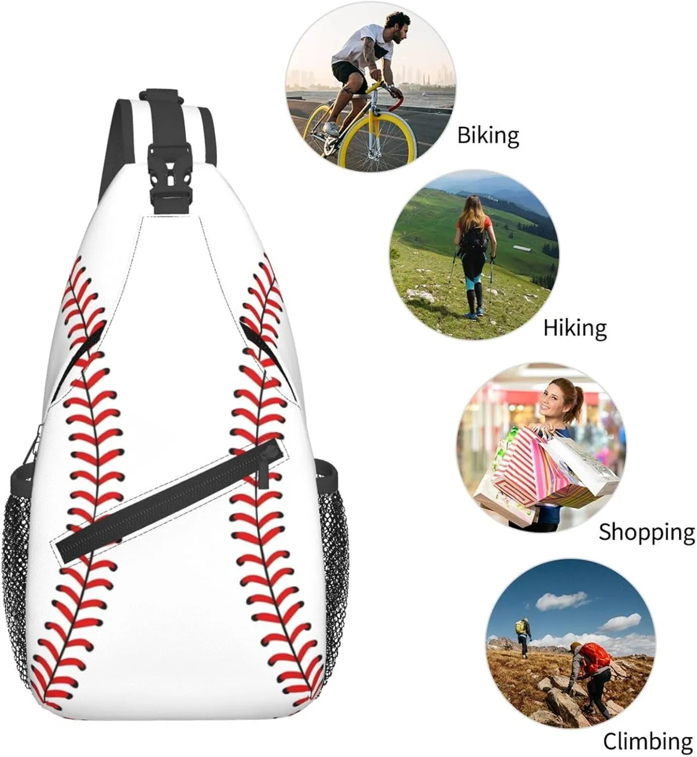 Baseball Lace Chest Bags Crossbody Sling Bag Shoulder Bag Travel Hiking Daypack For Men Women