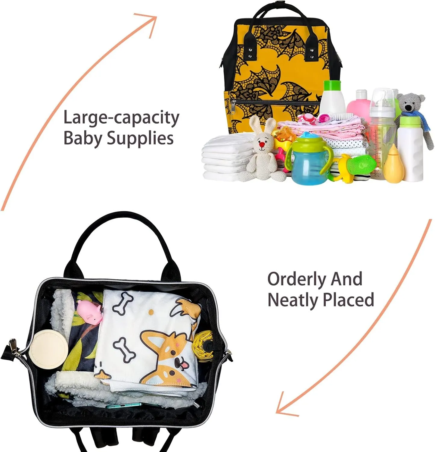 Bat Lace Diaper Bag Backpack Waterproof Backpack Baby Nappy Changing Bag for Travel Large Capacity Durable and Stylish for Woman