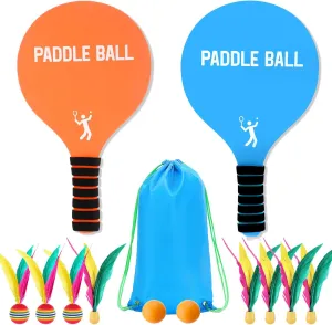 Beach Paddle Ball Set - Funny Paddleball Rackets Game, Outdoor Sports Toys for Adults Family Games Beach Yard Lawn Party Supplies