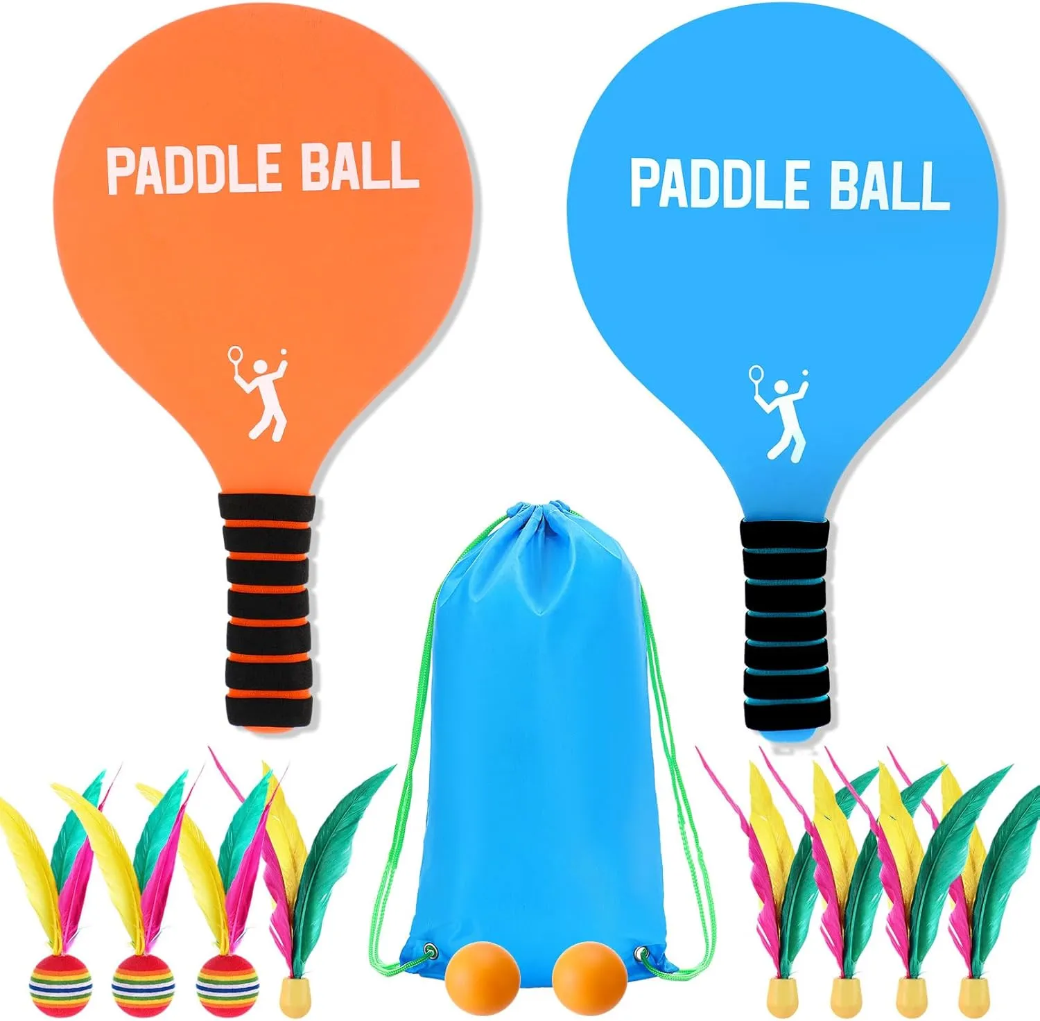 Beach Paddle Ball Set - Funny Paddleball Rackets Game, Outdoor Sports Toys for Adults Family Games Beach Yard Lawn Party Supplies