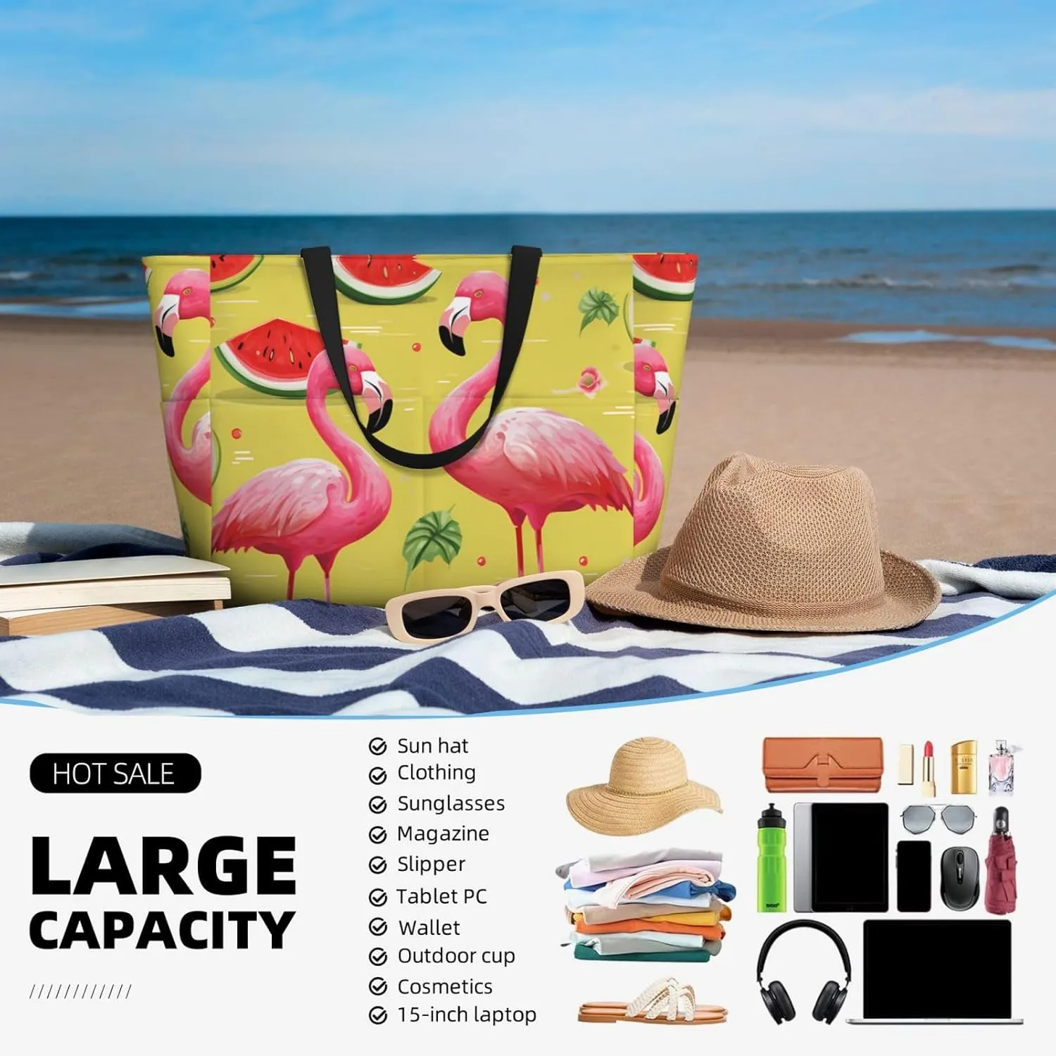 Beach Tote Bag for Women Oversized Travel Weekender Bags Vinyl Records Waterproof Pool Bag Beach Accessories