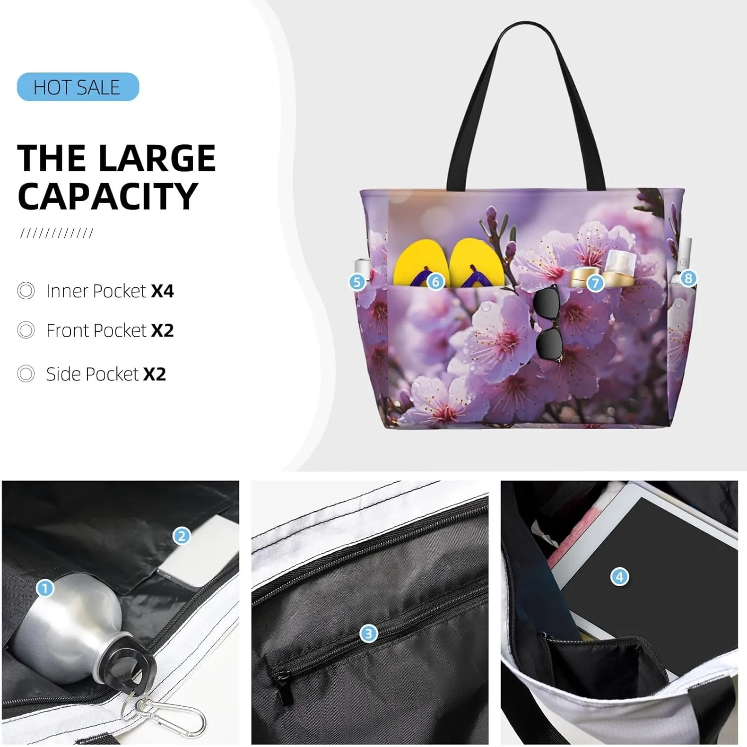 Beach Tote Bag for Women Oversized Travel Weekender Bags Vinyl Records Waterproof Pool Bag Beach Accessories