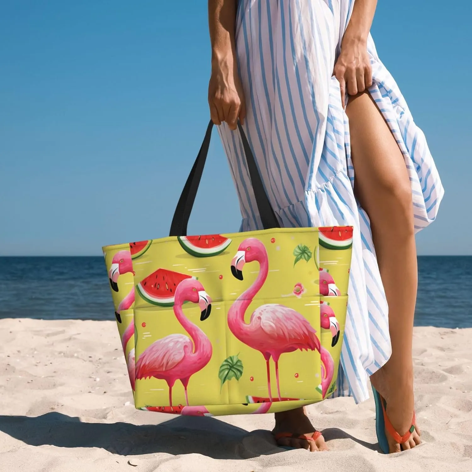 Beach Tote Bag for Women Oversized Travel Weekender Bags Vinyl Records Waterproof Pool Bag Beach Accessories