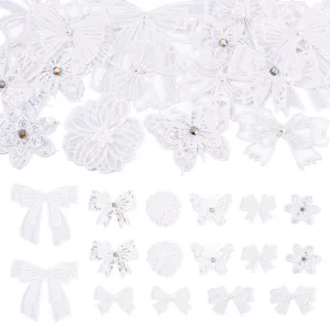 Beadthoven 16Pcs Embroidery Lace Flower Butterfly Bowknnot Patches Appliques White Lace Cute Sew on Patches Embroidered Appliques Patch Embellishment for Wedding Dress Clothes Bags DIY Sewing Crafts