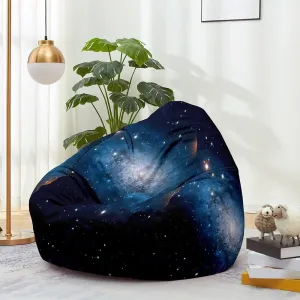 Bean Bag Chair Cover for Kids Adults (No Filler), 3D Starry Sky Soft Lazy Sofa Bed Cover Washable Oversized Storage Bean Bag Cover for Living Room, Indoor, Outdoor (Galaxy,L)