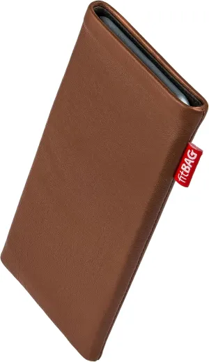Beat Brown Custom Tailored Sleeve for Mobistel Cynus E1. Fine Nappa Leather Pouch with Integrated Microfibre Lining for Display Cleaning