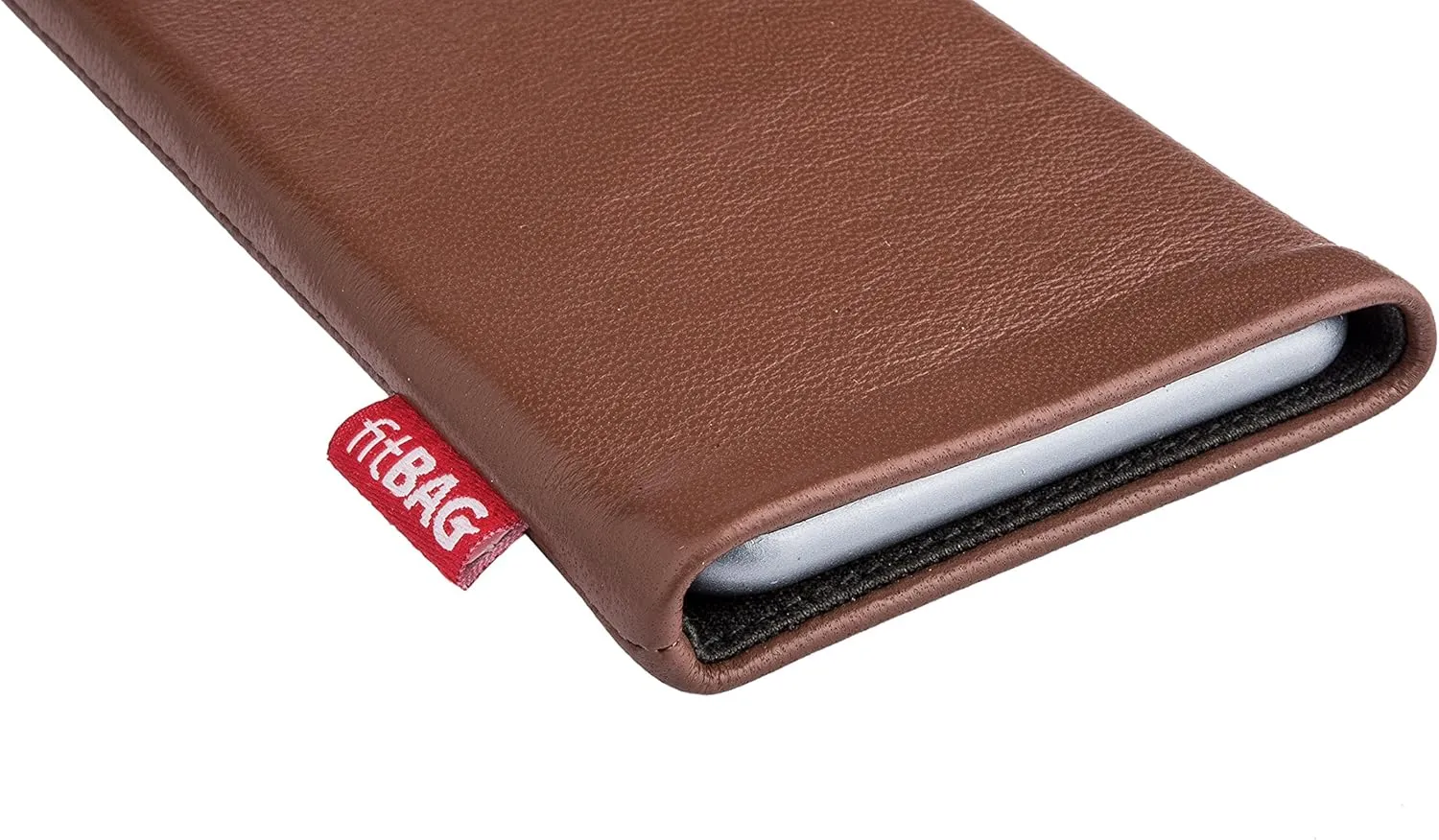 Beat Brown Custom Tailored Sleeve for Mobistel Cynus E1. Fine Nappa Leather Pouch with Integrated Microfibre Lining for Display Cleaning