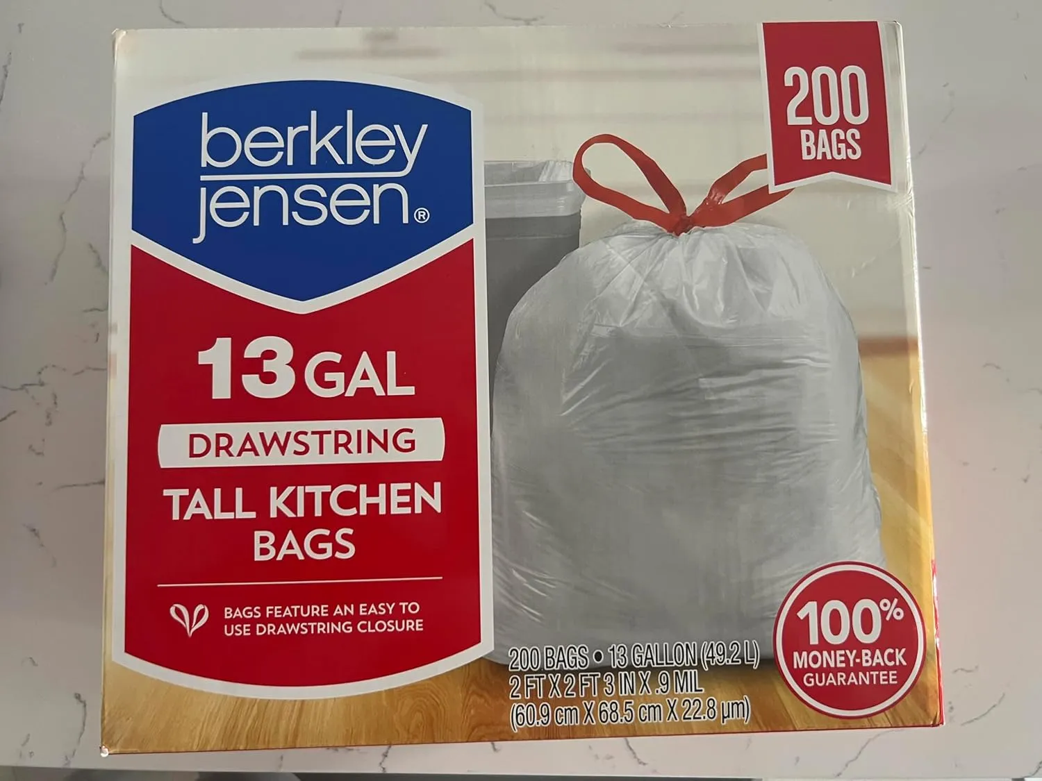 Berkley Jensen 13-Gal. Drawstring Tall Kitchen Bags, 200 ct., White