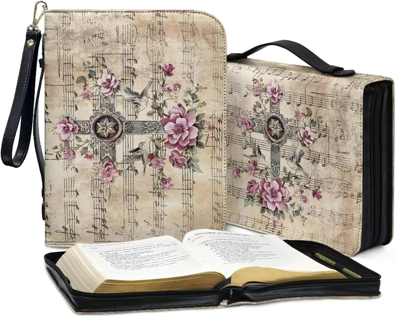 Bible Cover Bible Case for Women Print Bible Case Bible Bag Portable Book Cover Bible Carrying Case for Study