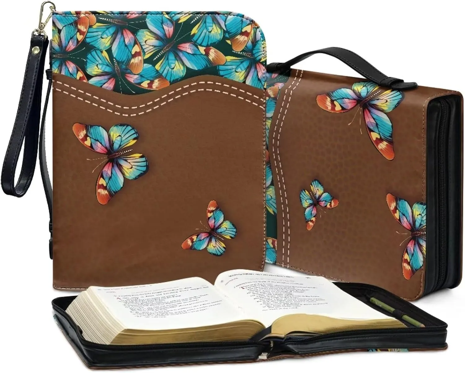Bible Cover Carrying Book Case Church Bag Bible Protective with Handle and Ribbon Gift for Lady Men L-2XL