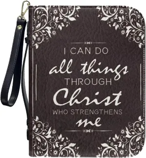 Bible Cover for Women Leather Carrying Book Case Church Bag for Bible Accessories with Handle and Ribbon